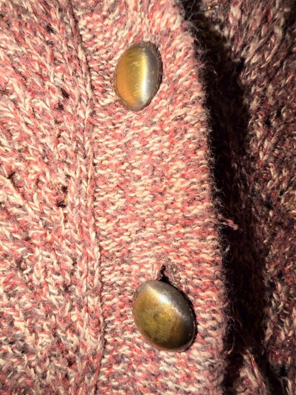 DKNY Jeans Metallic Marled Kint Cardigan Sweater with Flower Detail - Picture 5 of 6